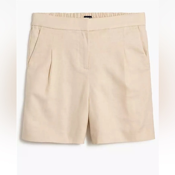 J. Crew Factory Pleated linen-blend short with elastic waist dusty ivory Size 10 - Picture 9 of 15